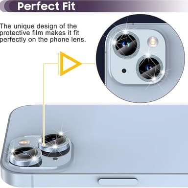 Kameralinse til iPhone 15/15 Plus Glitter