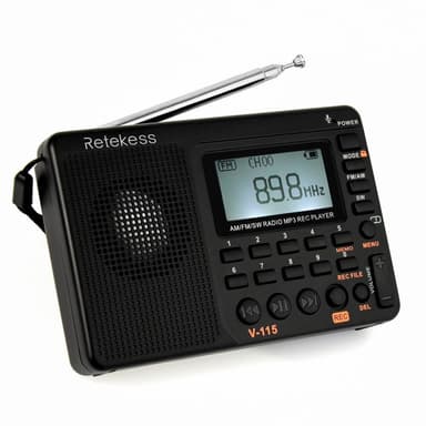RETEKESS V-115 bærbar FM AM-radio MP3-spiller med digital skjerm