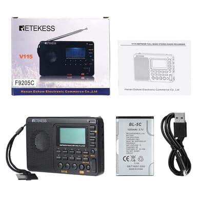 RETEKESS V-115 bærbar FM AM-radio MP3-spiller med digital skjerm