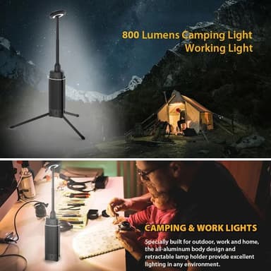 Stativ teleskoplampe Oppladbart utendørs campingtelt