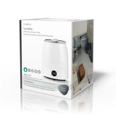 Nedis Luftfukter | 110 W | With Cool and Warm Mist | 5.5 l | Hygrometer | Timer | Egnet for plass opptil: 50 m² | Grå / Hvit