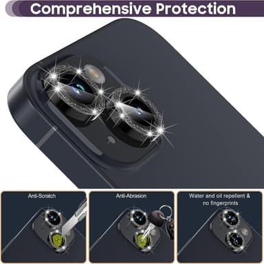 Kameralinse til iPhone 15/15 Plus Glitter