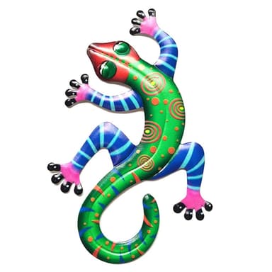 Gecko Lizard Veggklistremerke Hagepynt 14x21.8x0.8cm - Grønn