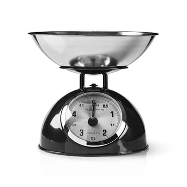 Nedis Kjøkken Scales | Analog | Rustfritt Stål | Avtakbar bolle | Sort