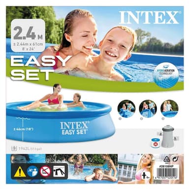 Intex Easy Set, oppblåsbart basseng + pumpe, 244x61 cm, 1900 liter