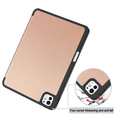 Til iPad Pro 11 (2024) Slim Fit Trifoldbart deksel Pennerom - RoseGold