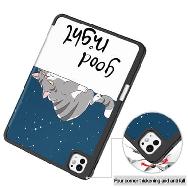 Til iPad Pro 11 (2024) Slim Fit Trifoldbart deksel Pennebrett — Cat