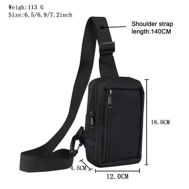 Bryst Skulderveske Vanntett nylon Skulderryggsekk Slyngkoffert