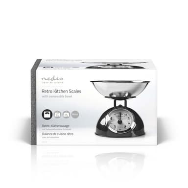 Nedis Kjøkken Scales | Analog | Rustfritt Stål | Avtakbar bolle | Sort