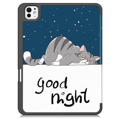 Til iPad Pro 11 (2024) Slim Fit Trifoldbart deksel Pennebrett — Cat