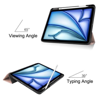 Til iPad Air 11 (2024) Slim Fit Trifoldbart deksel Pennerom - RoseGold