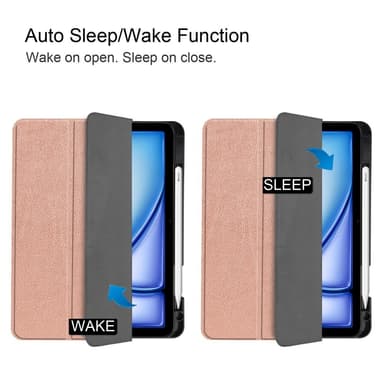 Til iPad Air 11 (2024) Slim Fit Trifoldbart deksel Pennerom - RoseGold