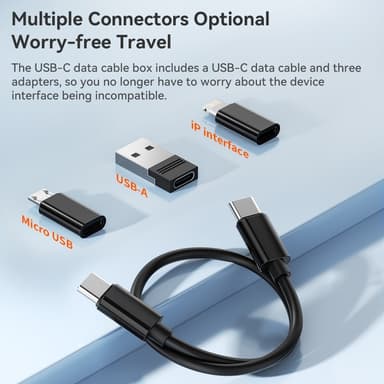 TOOCKI USB-C til USB-C kabel USB+IP+Micro USB-adapterveske