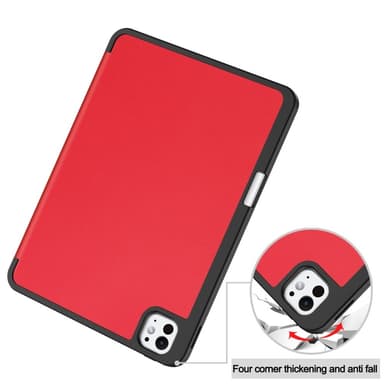 Til iPad Pro 11 (2024) Slim Fit Tri-Foldbart Etui Pennebrett - Rød