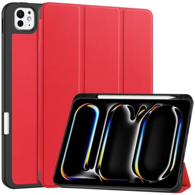 Til iPad Pro 11 (2024) Slim Fit Tri-Foldbart Etui Pennebrett - Rød