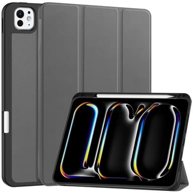 Til iPad Pro 11 (2024) Slim Fit Tri-Foldbart Etui Pennebrett - Grå