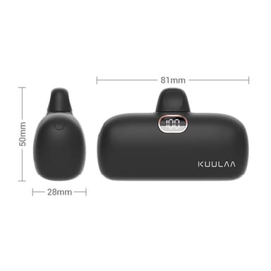 KUULAA 18W 5000mAh bærbar telefonlader USB-C Powerbank 2 porter