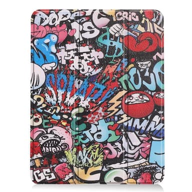 Til iPad Air 11 (2024) Slim Fit Trifoldbart deksel Pennebrett - Graffiti