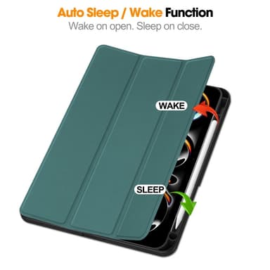 Til iPad Pro 11 (2024) Slim Fit Tri-Foldbart Etui Pennebrett - Grønn
