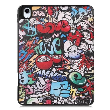 Til iPad Air 11 (2024) Slim Fit Trifoldbart deksel Pennebrett - Graffiti