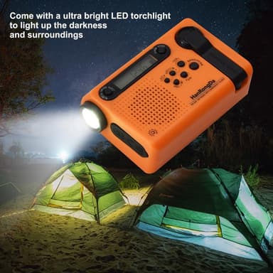 Bærbar radio LED lommelykt 2000mAh batteri SOS håndsveiv soldrevet
