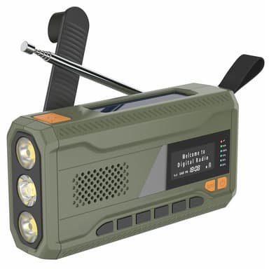Solenergi håndsveiv DAB FM-radio lommelykt 4500mAh strømbank