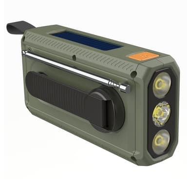 Solenergi håndsveiv DAB FM-radio lommelykt 4500mAh strømbank