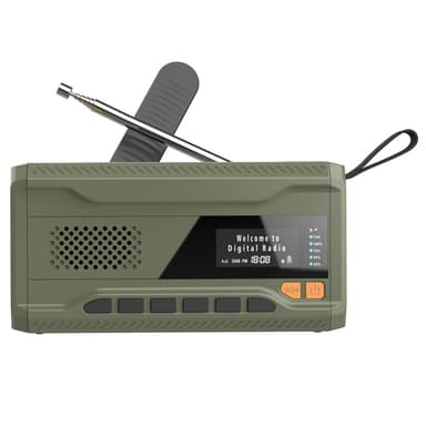Solenergi håndsveiv DAB FM-radio lommelykt 4500mAh strømbank