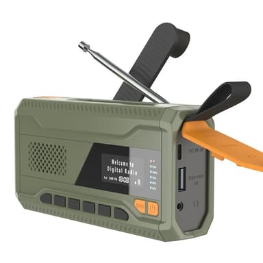 Solenergi håndsveiv DAB FM-radio lommelykt 4500mAh strømbank