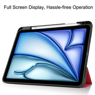 Til iPad Air 11 (2024) Slim Fit Tri-Foldbart Etui Pennebrett - Rød