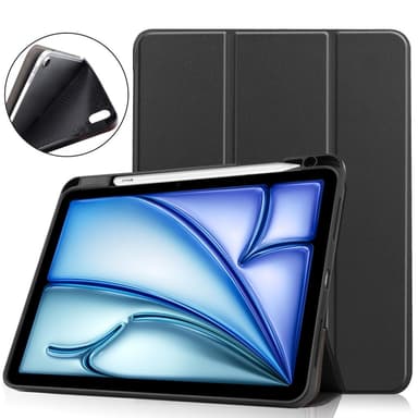 Til iPad Air 11 (2024) Slim Fit Tri-Foldbart Etui Pennebrett - Svart