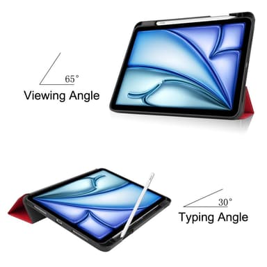 Til iPad Air 11 (2024) Slim Fit Tri-Foldbart Etui Pennebrett - Rød