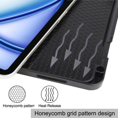 Til iPad Air 11 (2024) Slim Fit Tri-Foldbart Etui Pennebrett - Svart