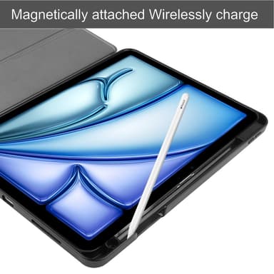 Til iPad Air 11 (2024) Slim Fit Tri-Foldbart Etui Pennebrett - Svart