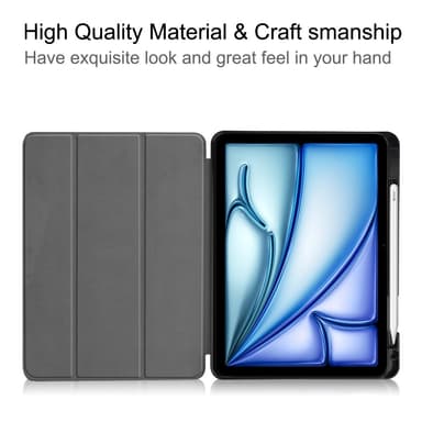 Til iPad Air 11 (2024) Slim Fit Tri-Foldbart Etui Pennebrett - Svart