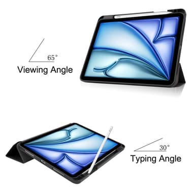 Til iPad Air 11 (2024) Slim Fit Tri-Foldbart Etui Pennebrett - Svart
