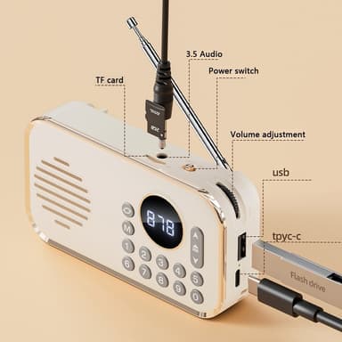 Bluetooth 5.0 FM-radio 3,5 mm lydkabel TF-kort U-disk