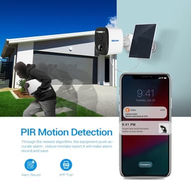 ESCAM QF370 3MP WiFi-kamera PIR nattsyn IP-kamera Solcellepanel