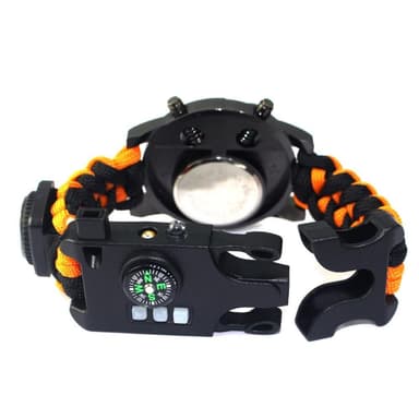 Survival Armbånd Klokke Kompasslampe - Rød/Svart