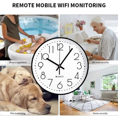 Veggklokke Mini Kamera Overvåkning Skjult WiFi-kamera spion