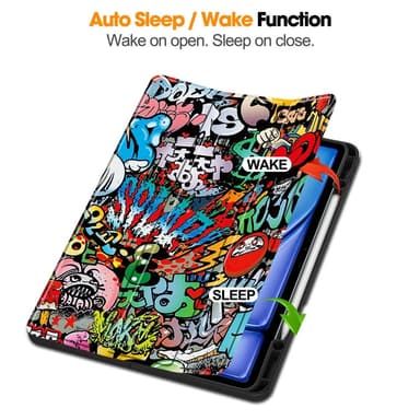 Til iPad Air 13 (2024) Slim Fit Trifoldbart deksel Pennebrett - Graffiti