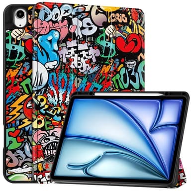 Til iPad Air 13 (2024) Slim Fit Trifoldbart deksel Pennebrett - Graffiti