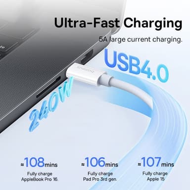 BASEUS Superior 1M hurtigladekabel 240W USB-C til USB-C