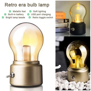 Retro lyspære for nattbord LED-lampe oppladbar