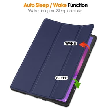 For Lenovo Idea Tab Pro Case Tri-Fold stativdeksel med penneholder - Mørk blå