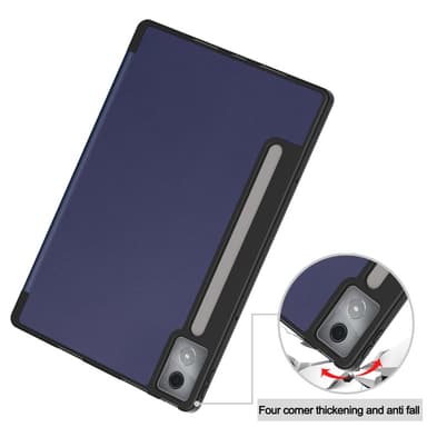 For Lenovo Idea Tab Pro Case Tri-Fold stativdeksel med penneholder - Mørk blå