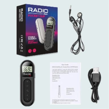 RADIO MI03 Pocket FM-radio med klips for sport/løping/møter