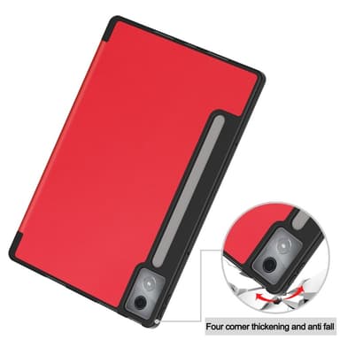 For Lenovo Idea Tab Pro Case Tri-Fold stativdeksel med penneholder - Rød