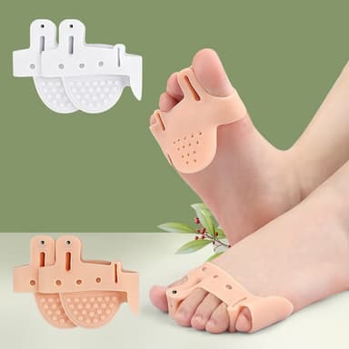2 par tåseparator Hallux Valgus beskyttelse forfotputer Beige