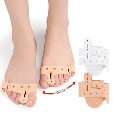 2 par tåseparator Hallux Valgus beskyttelse forfotputer Beige